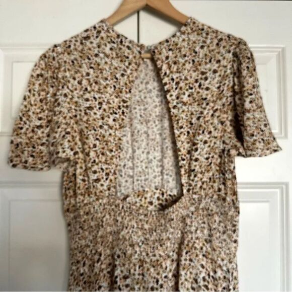 AFRM x NORDSTROM | Brown Cream Nudes Neutrals Open Back Flutter Sleeve Maxi | XL - Picture 8 of 13